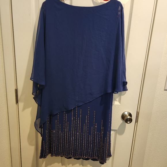 Women's Xscape Royal Blue Layered Gown - Picture 5 of 8